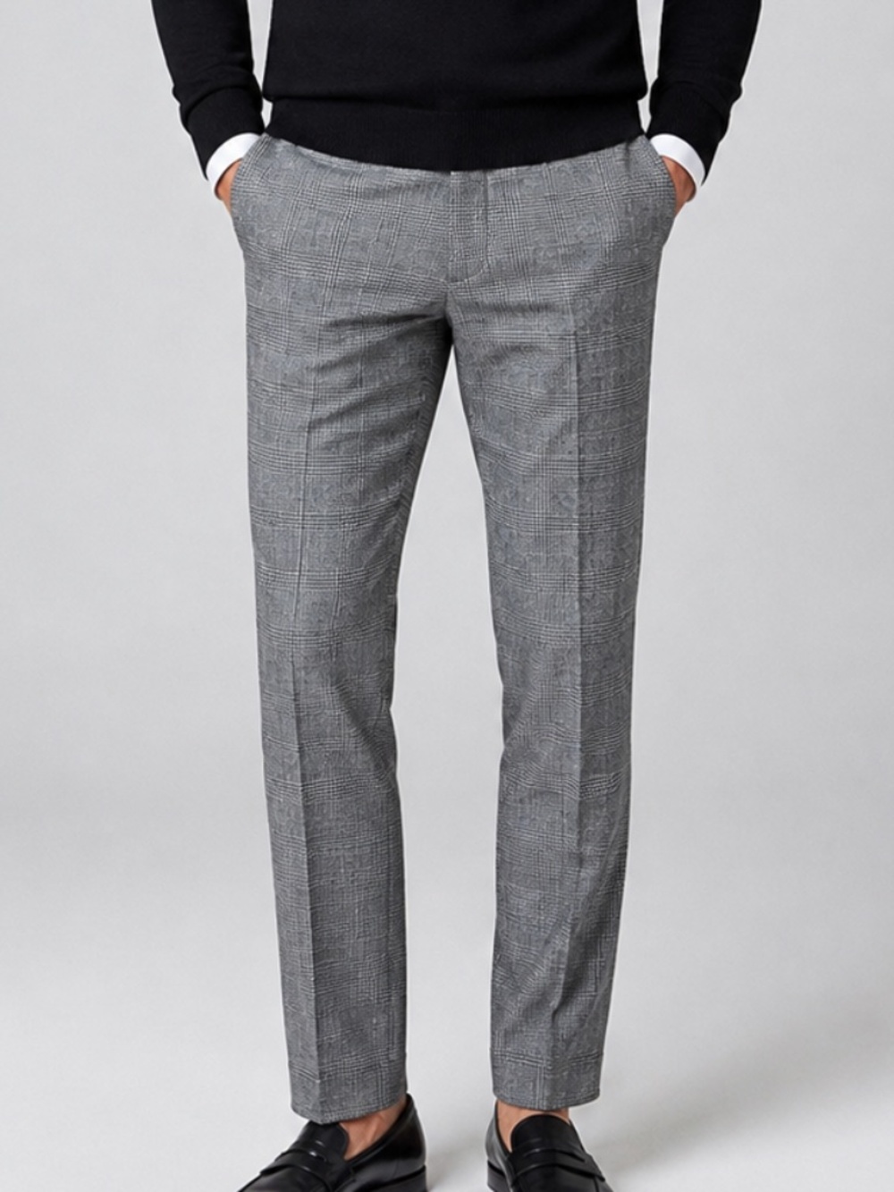 J.Crew Ludlow Slim Men’s 34x30 Italian Wool Glen Plaid Suit Pants Gray w/Blue